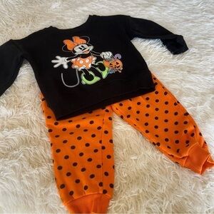 Girls Disney Minnie Mouse Halloween Fleece Top and Bottom Set Size 2 Toddler